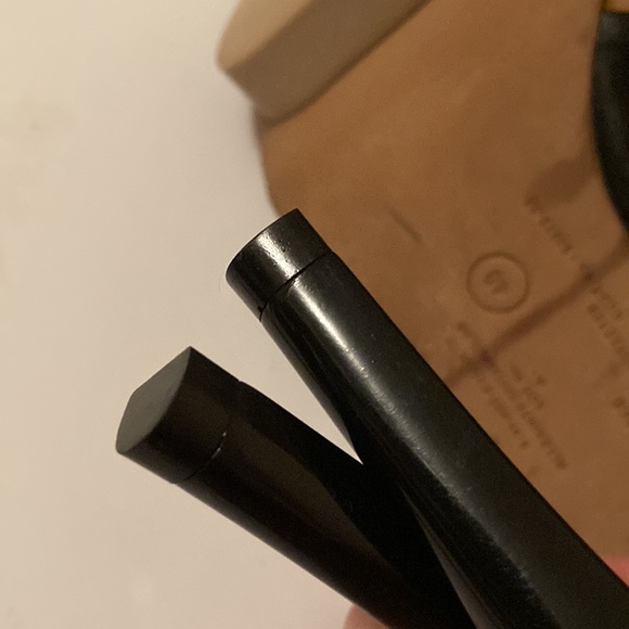 All Saints Stretch Leather Open Toe Heels Platform Booties - Picture 8 of 9